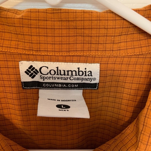 Columbia Men's Short Sleeved Plaid Button Down Shirt Orange Size L - Picture 7 of 10